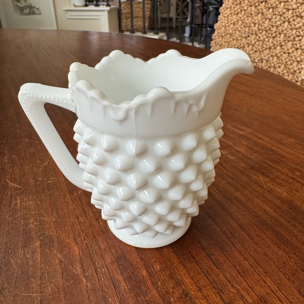Vintage Fenton White Hobnail Milk Glass Creamer
